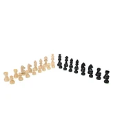 We Games French Staunton Chess & Checkers Set - Weighted Pieces, Black Stained Wooden Board with Storage Drawers - 15 in.