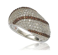 Suzy Levian Sterling Silver Cubic Zirconia Pave Crossover Ring