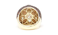 Suzy Levian New York Sterling Silver Cubic Zirconia Reddish Brown Pave Oversized Dome Ring