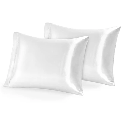 Bare Home Mulberry Silk Pillowcase Set, Zipper Closure, Queen Size