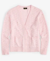 Charter Club Women's Cashmere Embellished Textured Cardigan, Regular and Petite, Created for Macy's