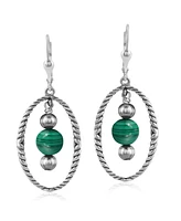 American West Jewelry Sterling Silver Rope and Gemstone Bead Drop Earrings