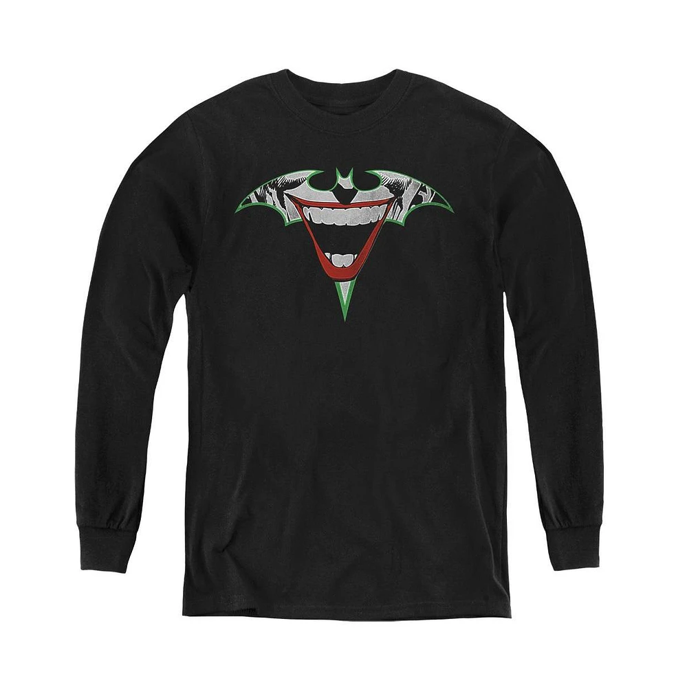 Batman Boys Youth Joker Bat Logo Long Sleeve Sweatshirt