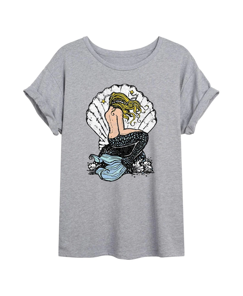 Hybrid Apparel Trendy Juniors Mermaid Graphic Oversized Tee