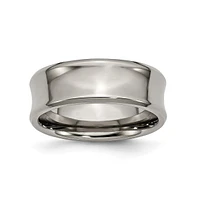 Chisel Titanium Polished Concave Beveled Edge Wedding Band Ring