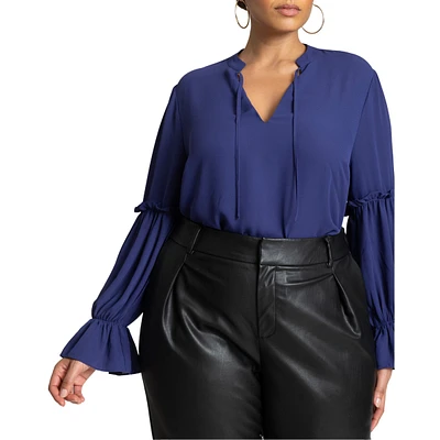 Eloquii Plus Ruffle Detail Blouse With Ties