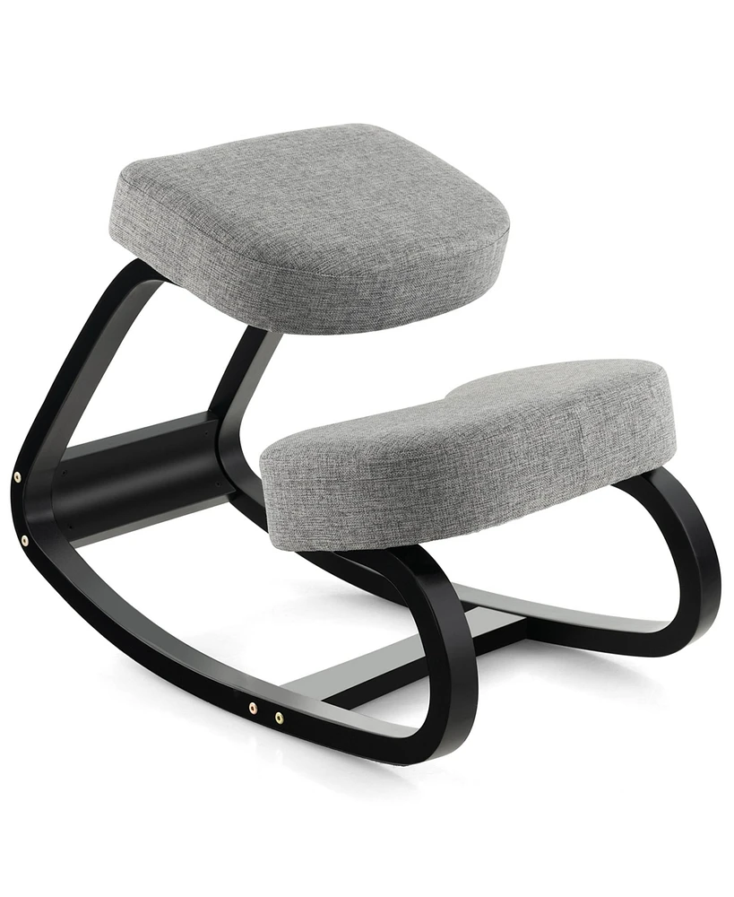 Costway Rocking Kneeling Chair Ergonomic Posture Correcting Back Pain Padded Cushion