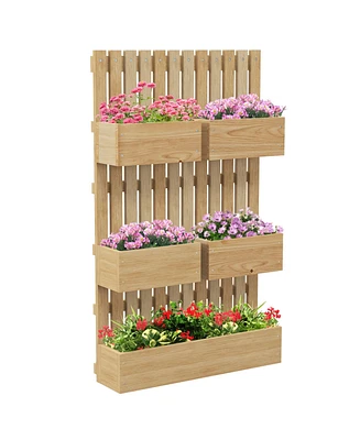 Outsunny 5 Box Raised Garden Bed w/ Trellis, Drain Holes,