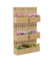 Outsunny 5 Box Raised Garden Bed w/ Trellis, Drain Holes,