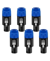 5 Core Speakon 6 Piece High Quality Audio Jack Male Audio Pin Speaker Adapter Connector Units - Spkn Blu 6PCS