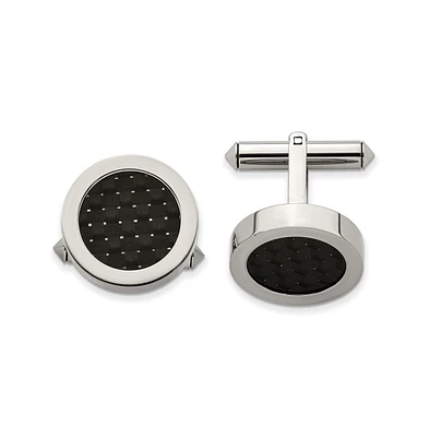 Diamond2Deal Chsisel Titanium Polished with Black Carbon Fiber Inlay Cuff Links