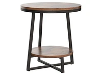 Tribesigns End Table, 2 Tier Round Side Table with Storage Shelf, Industrial Nightstand Bedside Table Coffee Accent Table for Living Room Bedroom Smal