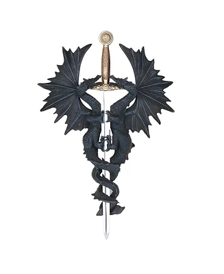 Fc Design 14.5"H 2 Black Dragon with Sword Wall Plaque Decor Home Decor Perfect Gift for House Warming, Holidays and Birthdays