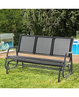 Outsunny Outdoor Glider Bench for 3 with Breathable Mesh Fabric