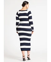 Eloquii Women's Striped Sweater Dress