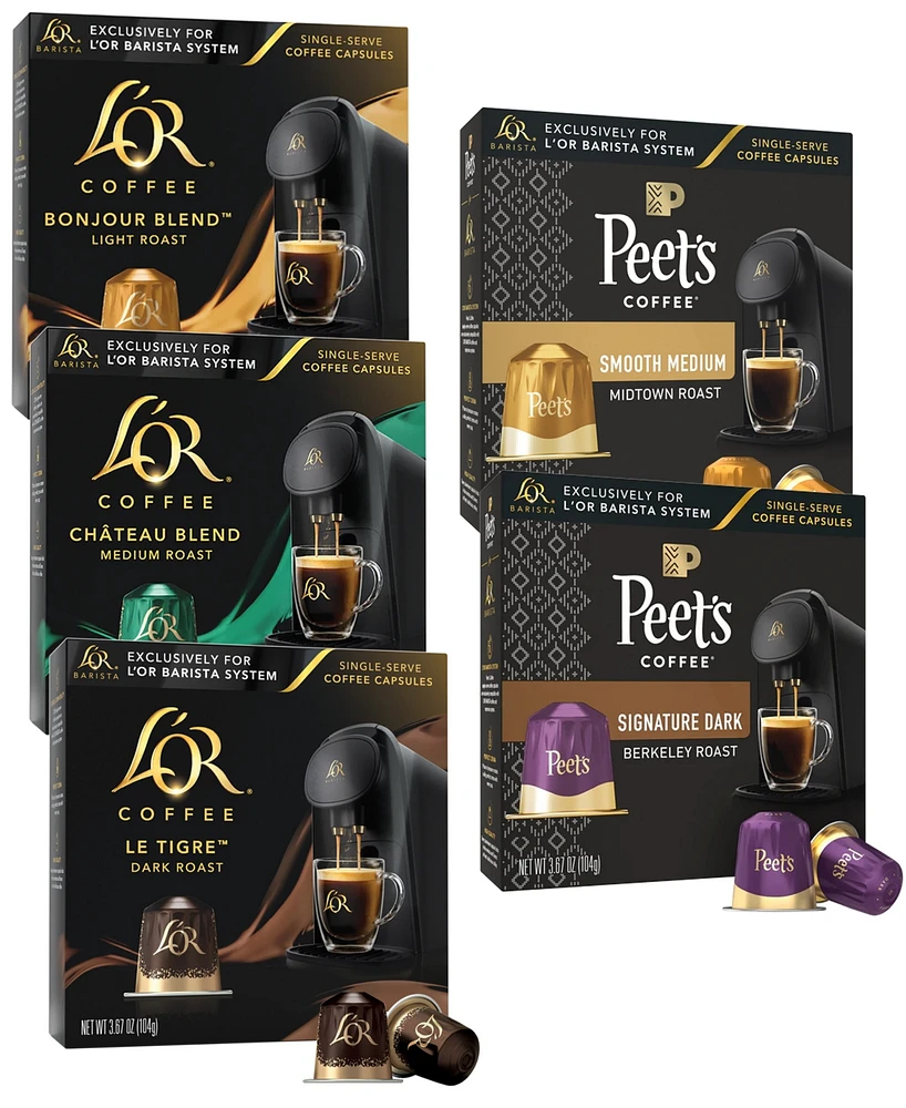 L'Or Coffee Light-Dark Roast Collection, featuring Peet's Coffee, 50 Capsule Count