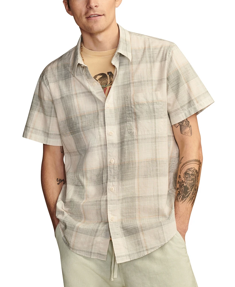 Lucky Brand Men's Plaid San Gabriel Short Sleeve 1 Pocket Shirt