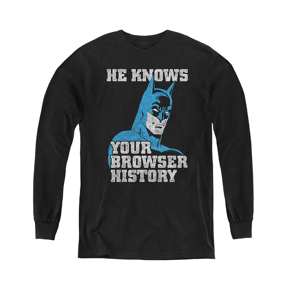 Batman Boys Youth Knows Long Sleeve Sweatshirts