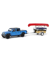 Greenlight Collectibles 1/64 Jeep Gladiator Hydro Blue, Canoe Trailer with Canoe Rack, Hitch & Tow