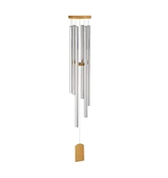 Fc Design 52" Long Silver Wood Top Traditional Wind Chime Home Decor Perfect Gift for House Warming, Holidays and Birthdays