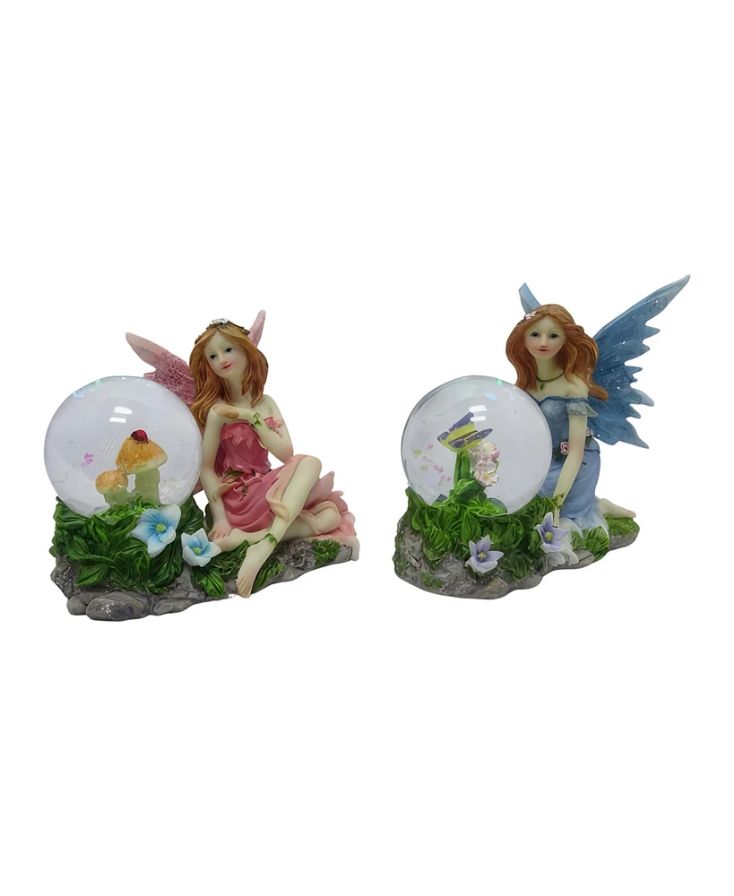 Fc Design 4.5"W 2-pc Fairy Snow Globe Set Home Decor Perfect Gift for House Warming, Holidays and Birthdays