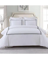 Egyptian Linens Adeline 100% Cotton Percale Embroidered Duvet Cover Set