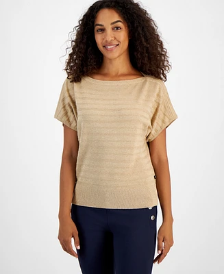 Nautica Jeans Women's Striped Boat-Neck Dolman-Sleeve Top