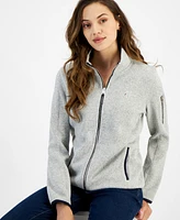 Nautica Jeans Women's Piping-Trim Sweater-Fleece Jacket