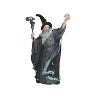 Fc Design 7.75"H Grey/Black Wizard with Magic Wand Statue Fantasy Decoration Figurine Home Decor Perfect Gift for House Warming, Holidays and Birthday