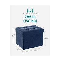 Slickblue Small Storage Ottoman, Foldable Velvet Box, Chest, Foot Rest, for Living Room, Bedroom