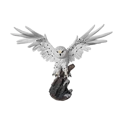 Fc Design Detailed Craftmanship 18.5"W Yellow-Eyed Snow Owl Decor Sculpture Figurine Home Decor Perfect Gift for House Warming, Holidays and Birthdays