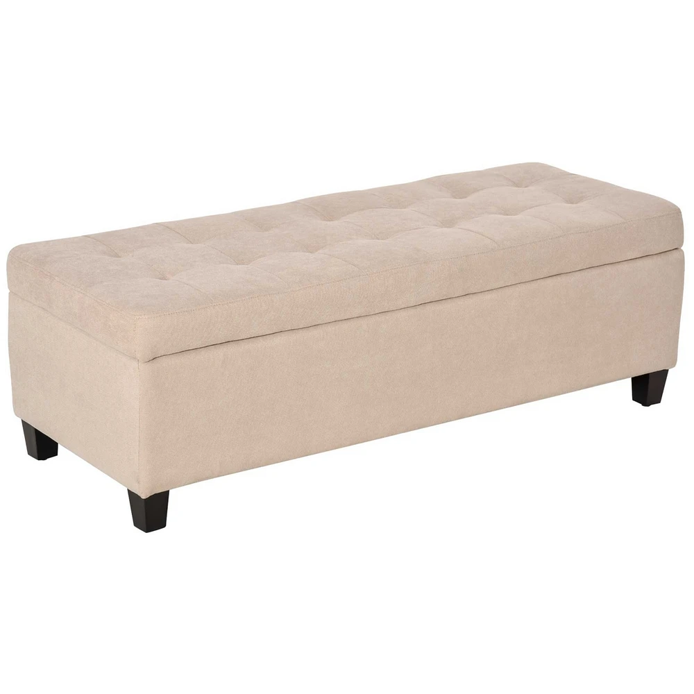 Homcom Storage Ottoman Bench with Linen Fabric Upholstery,