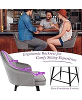 Sugift 2 Pieces 29.5 Inch Pub Height Swivel Velvet Bar Stools with Metal Legs