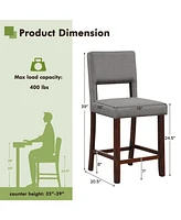 Sugift 2 Piece Bar Chair Set with Hollowed Back and Rubber Wood Legs