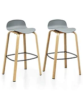 Sugift Set of 2 Modern Barstools Pub Chairs with Low Back and Metal Legs