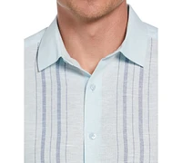 Cubavera Men's Short Sleeve Button-Front Herringbone Panel Shirt