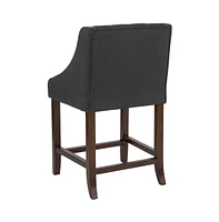 Hadleigh Upholstered Counter Stool 24" High Transitional Tufted Counter Stool With Accent Nail Trim