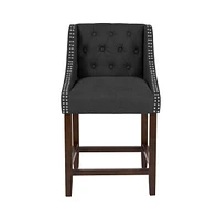 Hadleigh Upholstered Counter Stool 24" High Transitional Tufted Counter Stool With Accent Nail Trim