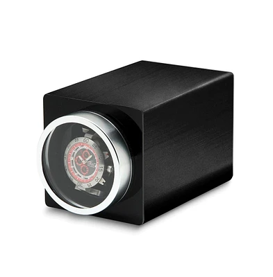 Diamond2Deal Rotations Black Aluminum Velveteen Lined 1-Watch Winder