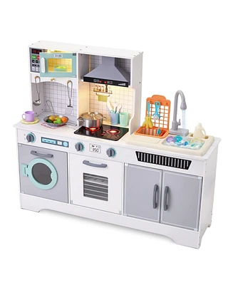 Lil' Jumbl Kids Kitchen Set, Wooden Pretend Play Kitchen with Accessories