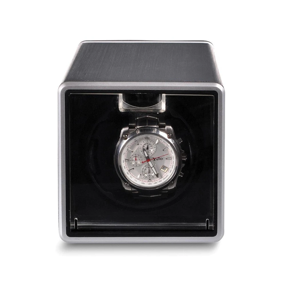 Diamond2Deal Rotations Silver Metal Velveteen Lined Single Watch Winder