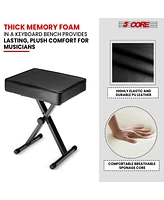 5 Core Adjustable Black Keyboard Bench 18.5-21.2 In Heavy Duty Piano Stool Thick And Padded Stools - Kbb Blk Hd