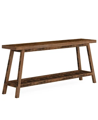 Tribesigns Farmhouse Console Entryway Table: 70.9 Inches Extra Long Console Table for Entryway, 2-Tier Narrow Wood Foyer Sofa Couch Table for Hallway,