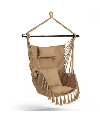 Sugift Hanging Rope Swing Chair with Soft Pillow and Cushions