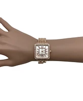 Olivia Pratt Two Tone Small Square and Rhinestones Metal Band Women Watch