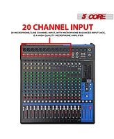 5 Core Audio Dj Mixer 20 Channel Sound Board Console w 24 Spx Effect 48V Phantom Power Mx 20CH Xu