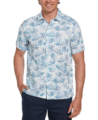 Cubavera Men's Textured Short Sleeve Button-Front Floral Print Shirt