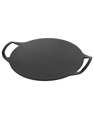 Victoria 15-Inch Cast Iron Preseasoned Comal Pizza Pan with 2 Side Handles