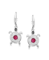 American West Jewelry Sterling Silver with Genuine Gemstone Turtle Design Women's Drop and Dangle Earrings