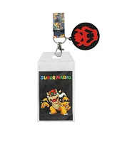 Super Mario Brothers Bowser Lanyard With Metal Charm And Id Sleeve